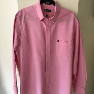 Chap’s Men Pink Oxford Cloth LS Shirt Wrinkle Free 16-16.5, 34/35 Large